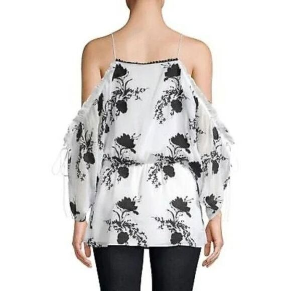 Alice Olivia Cold Shoulder Blouse Womens S Petite Holden Draped Off Shoulder NWT - Picture 4 of 11